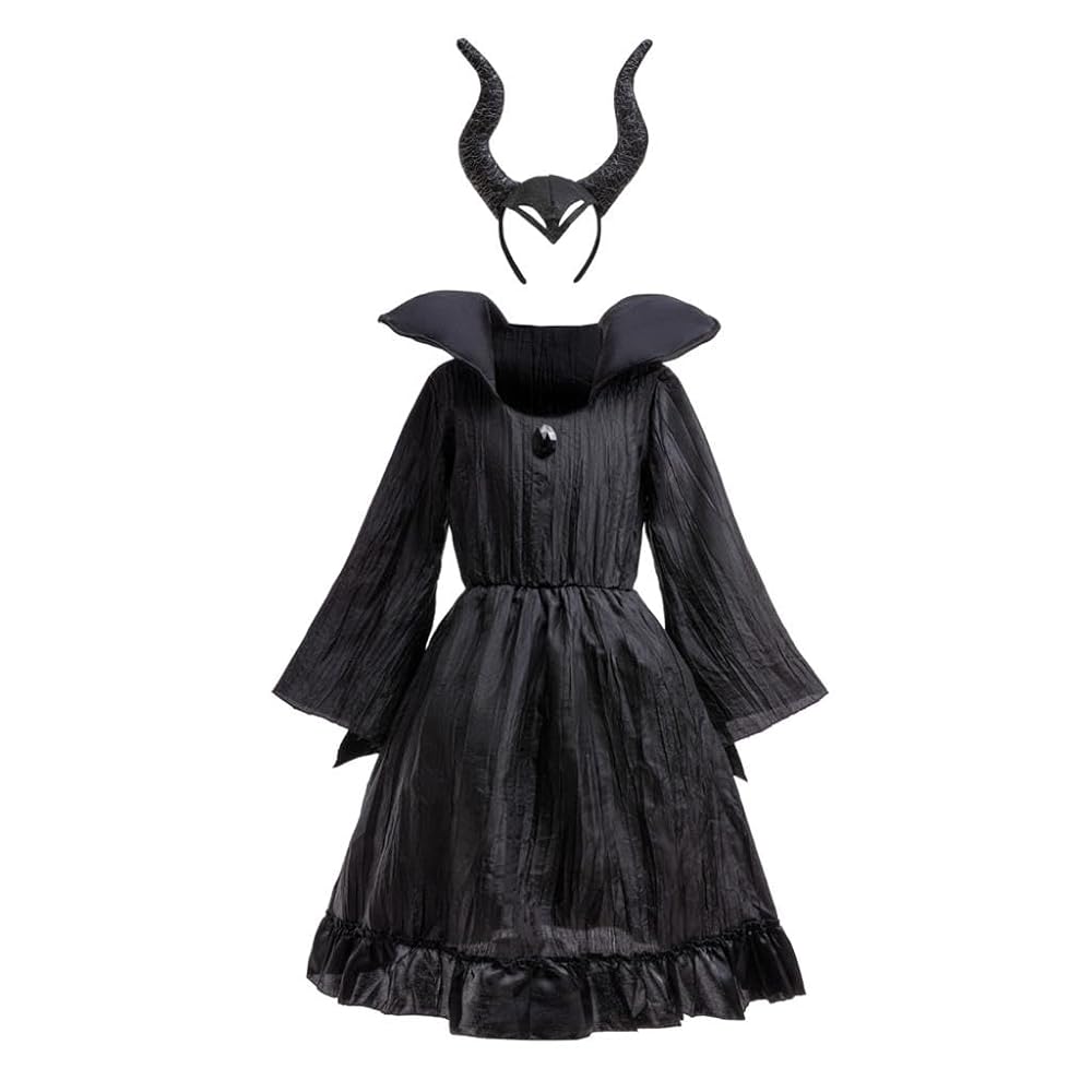 Meme　ディズニー マレフィセント 衣装 黒ドレス 角付き　dハロ Amazon.co.jp: [Dressy Daisy] 女の子 マレフィセント コスプレ
